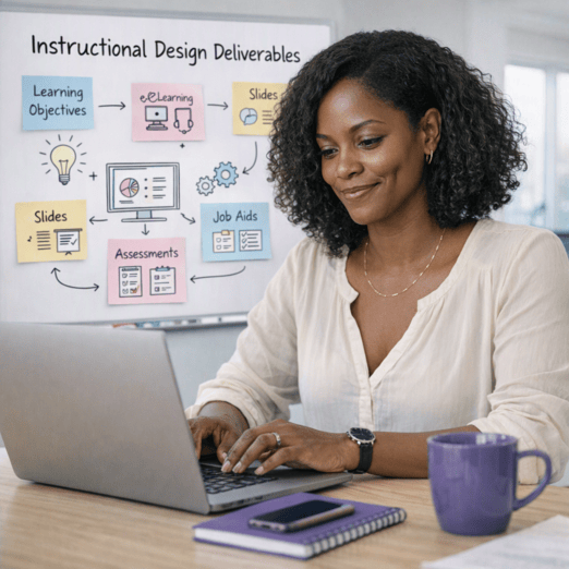 Instructional designer working on a laptop, representing instructional design jobs in Africa
